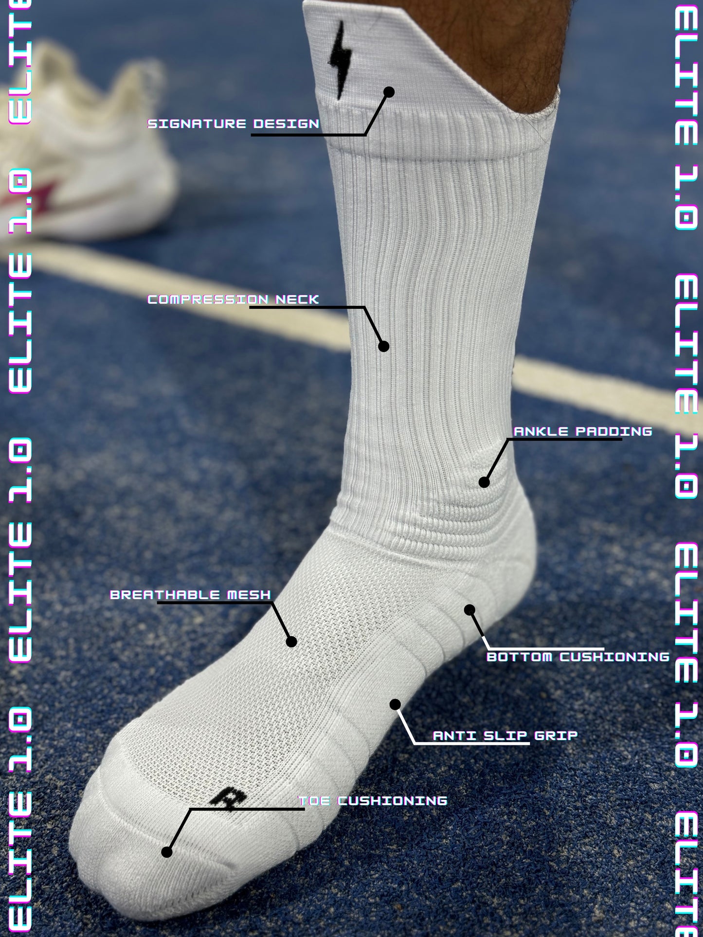 Elite 1.0 White Basic Trainning Socks